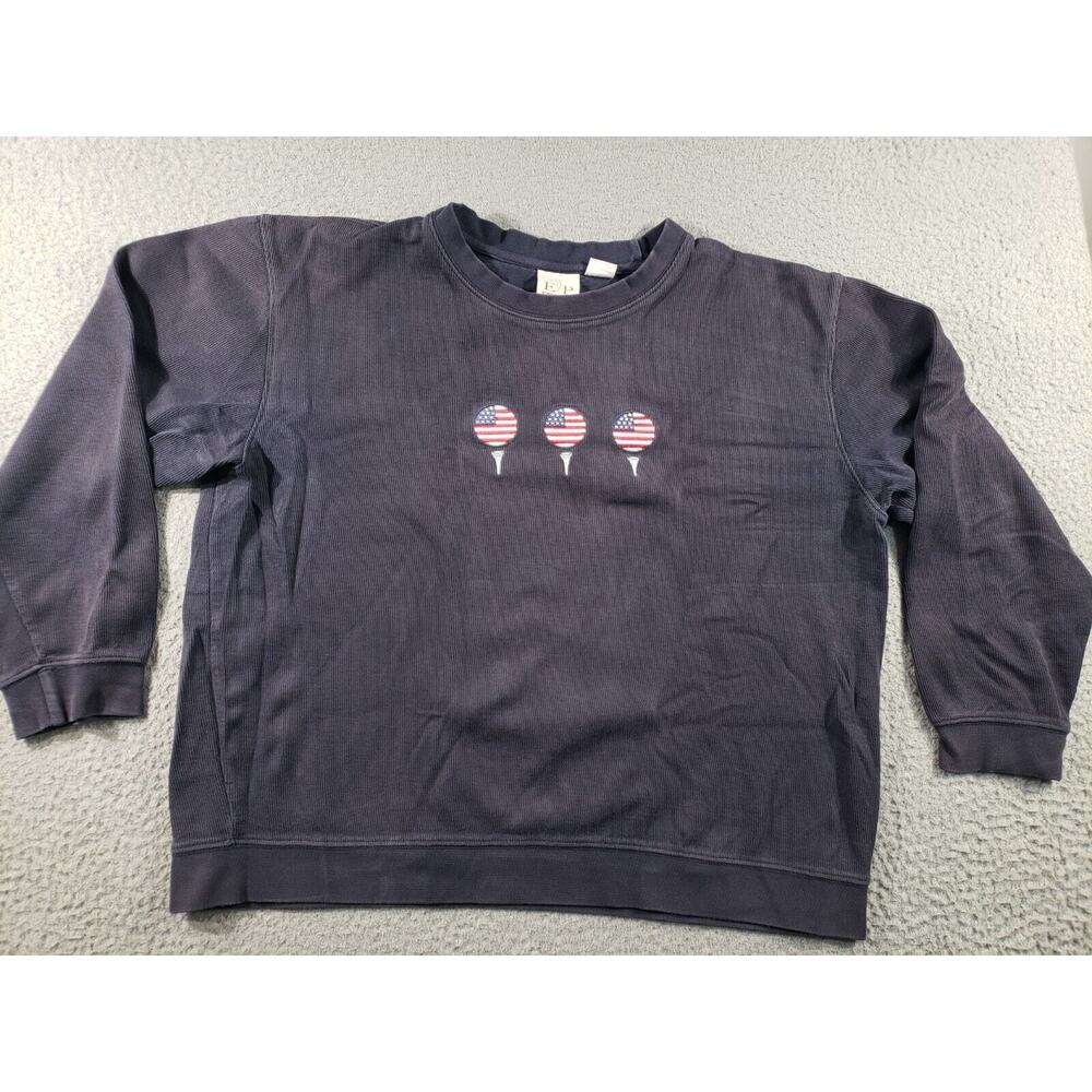 EP Pro Sweatshirt Women's Large Blue Golf Long Sleeve USA Flag Tee Cotton Casual